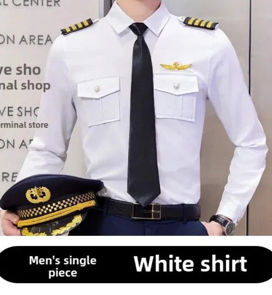 Long Sleeve Professional Pilot Shirt For Men And Women Uniform