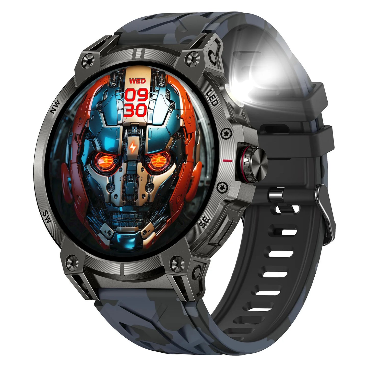 Smart Watch Men Large Battery LED Flashlight Compass