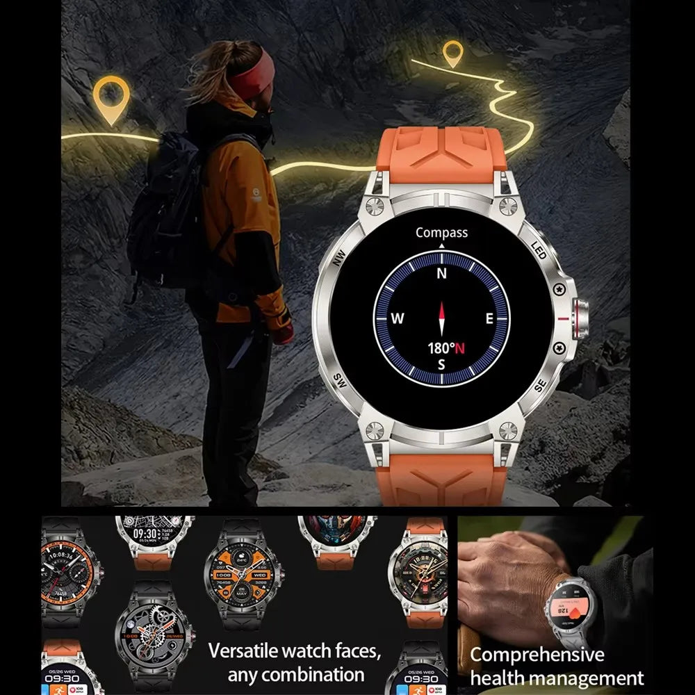 Smart Watch Men  Large Battery LED Flashlight Compass