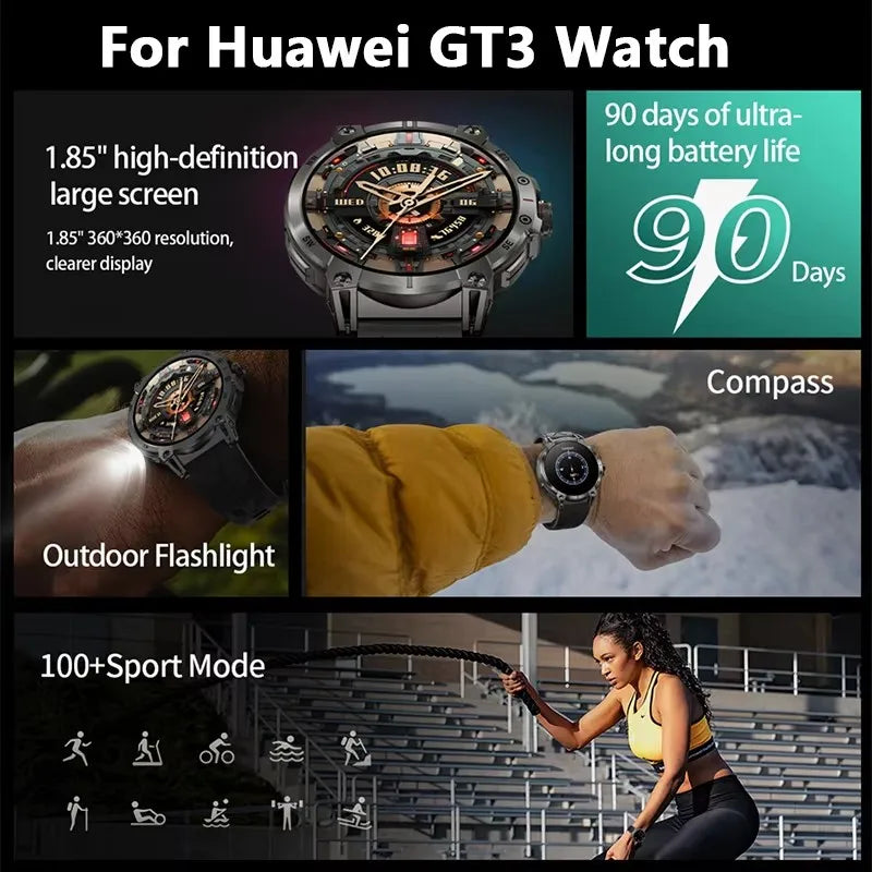 Smart Watch Men  Large Battery LED Flashlight Compass