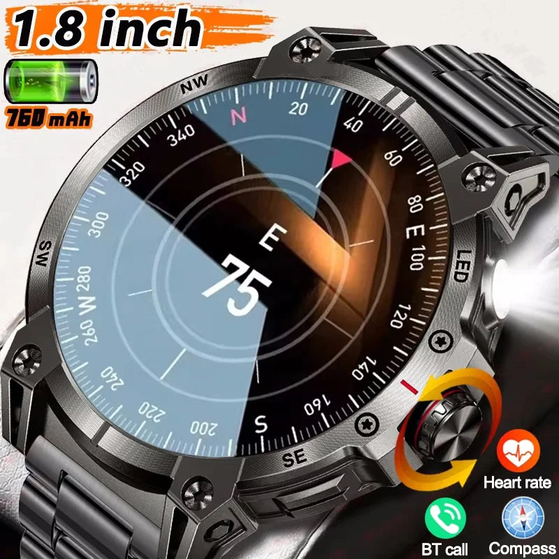 Smart Watch Men  Large Battery LED Flashlight Compass