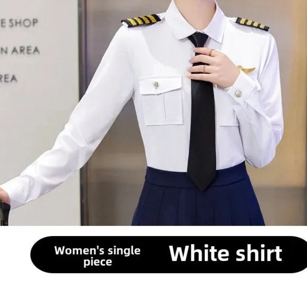 Long Sleeve Professional Pilot Shirt For Men And Women Uniform