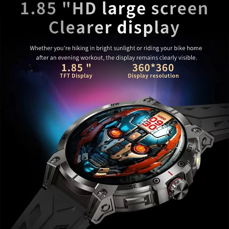 Smart Watch Men  Large Battery LED Flashlight Compass